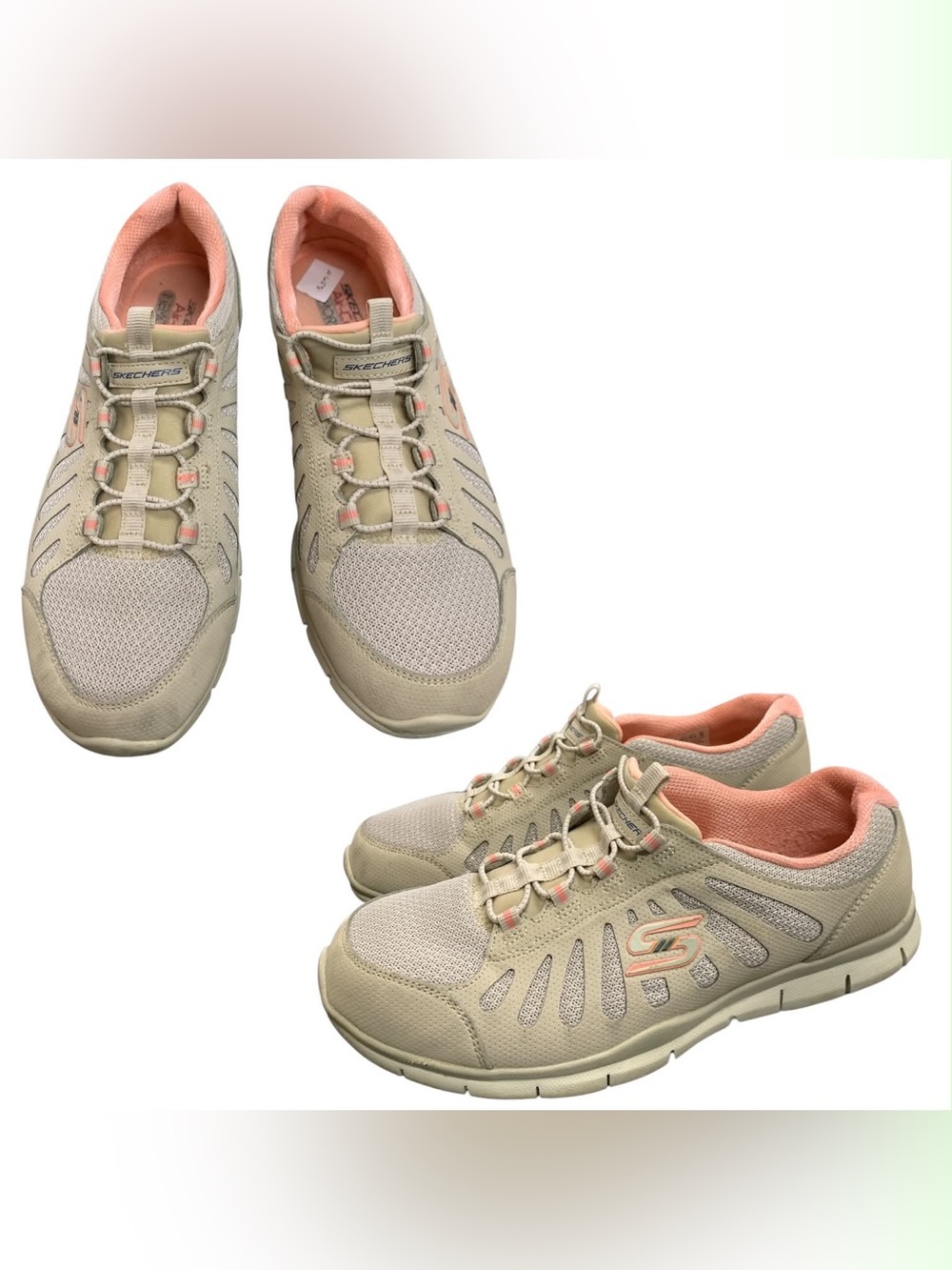 Skechers Beige & Pink Athletic Slip-On Sneakers S8.5